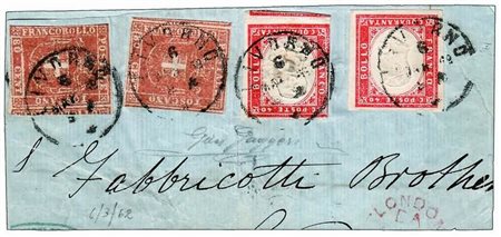 TOSCANA - 1862, Governo provvisorio, affrancatura mista composta da Toscana...