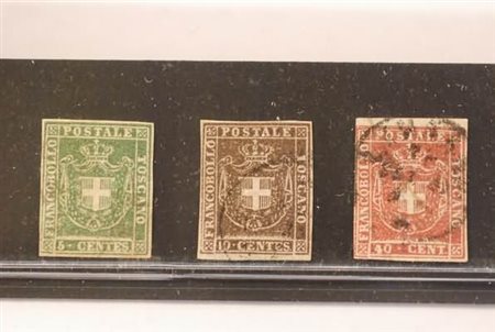 TOSCANA - 1860, Governo provvisorio, 3 esemplari (18, 19, 21).(USATO)