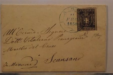 TOSCANA ANNULLAMENTI - 1860, BAGNO doppio cerchio azzurro (p.13) su Governo...