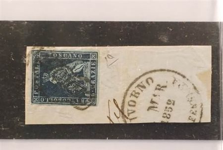 TOSCANA ANNULLAMENTI - 1852, LIVORNO bollo a cuore (p.8) su 6 crazie indaco...