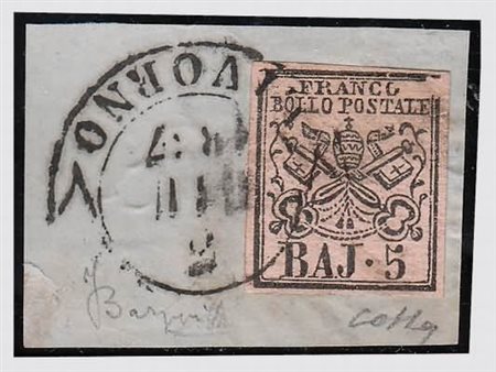 TOSCANA ANNULLAMENTI - 1857, LIVORNO cerchio a banderuola, annullatore di...