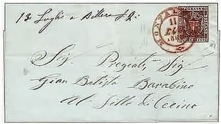 TOSCANA ANNULLAMENTI - 1860, MONTALCINO doppio cerchio grande rosso (p.12) su...