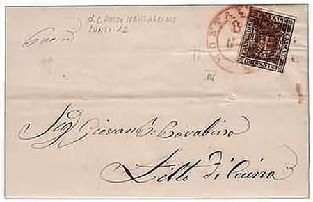 TOSCANA ANNULLAMENTI - 1860, MONTALCINO, doppio cerchio grande rosso (p.12)...