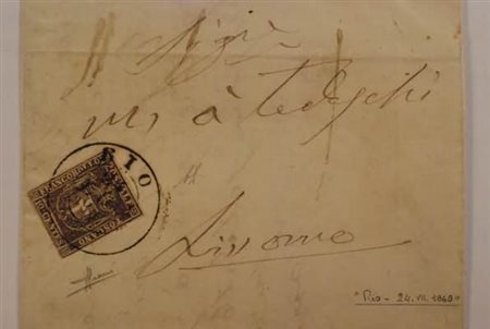 TOSCANA ANNULLAMENTI - 1860, RIO doppio cerchio grande (p.12) su 10 c.bruno...