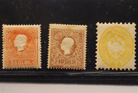 LOTTI ANTICHI STATI ITALIANI - 1858-65, LOMBARDO VENETO, 3 valori: 10 s....