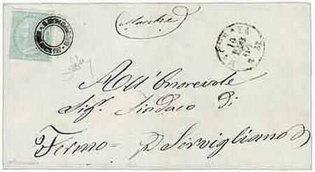 REGNO D'ITALIA ANNULLAMENTI - 1864, APPIGNANO / MARCHE, bollo locale a doppio...