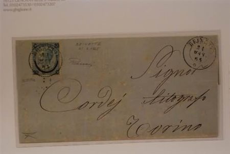 REGNO D'ITALIA ANNULLAMENTI - 1865, BEINETTE (p.12) su 20 su 15 c.celeste III...