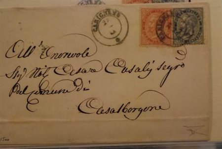 REGNO D'ITALIA ANNULLAMENTI - 1864, CARIGNANO (p.12) doppio cerchio azzurro...