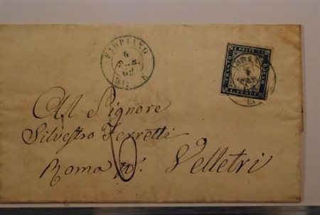 REGNO D'ITALIA ANNULLAMENTI - 1862, FABRIANO MARCHE doppio cerchio azzurro...