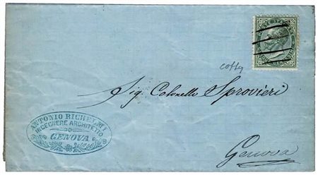 REGNO D'ITALIA ANNULLAMENTI - 1866, GENOVA tratti di penna (p.10) su 5 c....