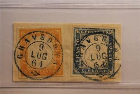 REGNO D'ITALIA ANNULLAMENTI - 1861, GRAVEDONA doppio cerchio azzurro su...