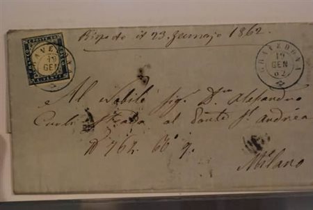 REGNO D'ITALIA ANNULLAMENTI - 1862, GRAVEDONA, doppio cerchio azzurrastro (p....