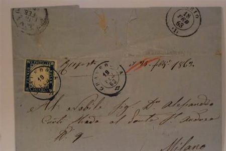 REGNO D'ITALIA ANNULLAMENTI - 1863, GRAVEDONA, doppio cerchio nero (p. 4) su...