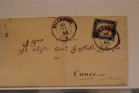 REGNO D'ITALIA ANNULLAMENTI - MILLESIMO doppio cerchio (p.8) su 15 c. azzurro...