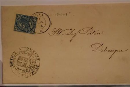REGNO D'ITALIA ANNULLAMENTI - 1878, PIGNA (p.6) su 10 cent. azzurro (27)...