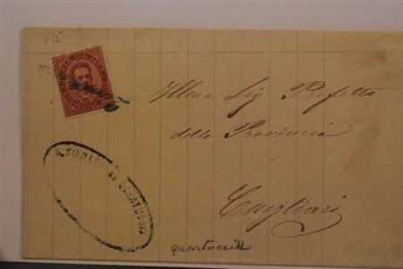 COLLETTORIE - 1882, QUARTUCCIU corsivo azzurro (p.7) su 10 c. (38) su piego...