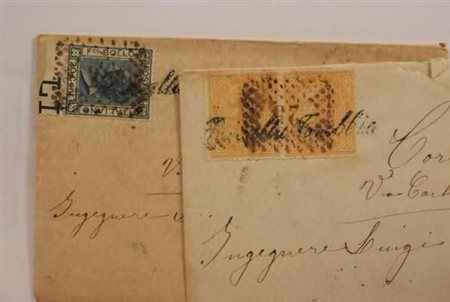 COLLETTORIE - 1876, RIVALTA TREBBIA corsivo verde su due bustine dirette a...