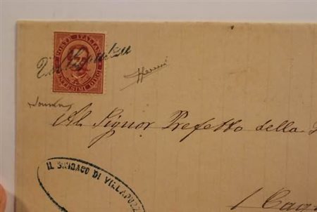 COLLETTORIE - 1884, VILLAPUTZU corsivo azzurro annullatore di 10 c. (38) su...