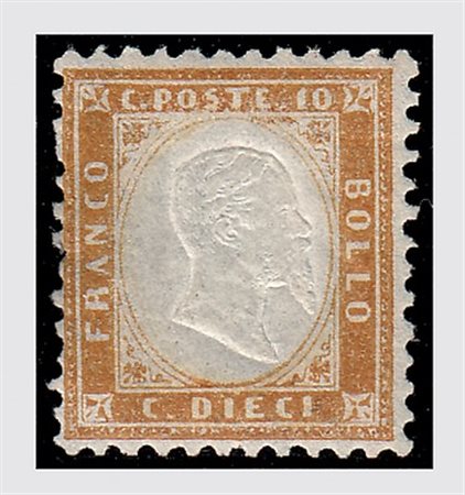 REGNO D'ITALIA - 1862, 10 c.bistro giallastro (1) posizione n.27, molto...