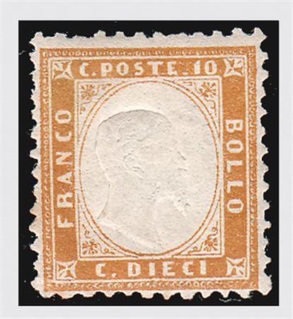 REGNO D'ITALIA - 1862, 10 c. bistro giallastro (1) esemplare della pos. 21,...
