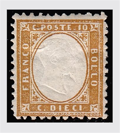 REGNO D'ITALIA - 1862, 10 c. bistro (1). Fresco. (Cert. A. Diena. Cert....