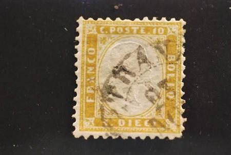 REGNO D'ITALIA - 1862, 10 c. bistro giallastro (1). (Cert. Terrachini).(USATO)