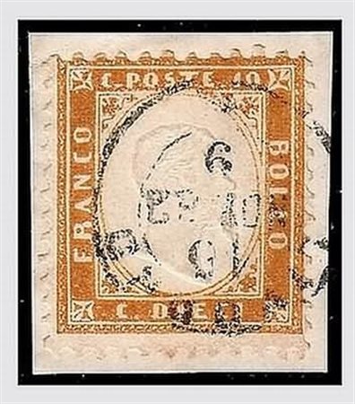 REGNO D'ITALIA - 1862, 10 c. bistro giallastro (1) su piccolo frammento da...