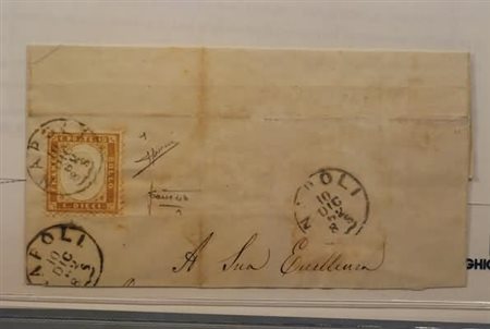 REGNO D'ITALIA - 1862, 10 c.bistro giallastro (1) annullato Napoli su grande...