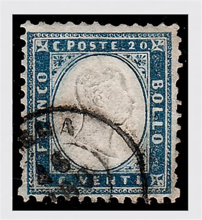 REGNO D'ITALIA - 1862, 20 c. azzurro chiaro (2e). Raro. Da esaminare. (Cert....