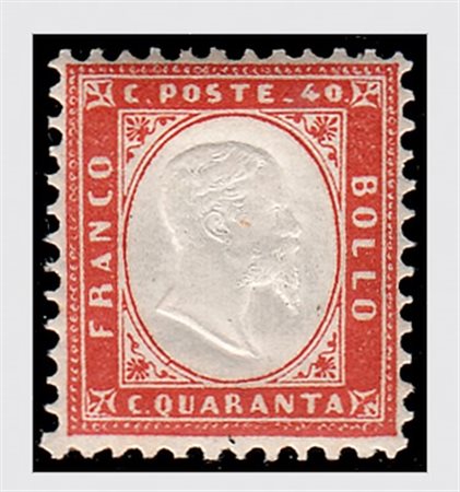 REGNO D'ITALIA - 1862, 40 c. rosso carminio (3) fresco e centrato. (G....