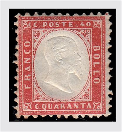 REGNO D'ITALIA - 1862, 40 c. rosso carminio (3). (Fiecchi -...