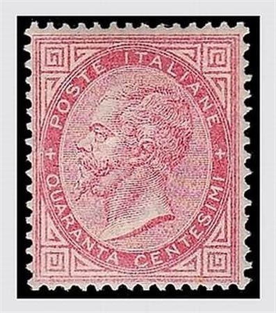 REGNO D'ITALIA - 1863, 40 c. rosa carminio (L20) ben centrato. Raro. (Em....