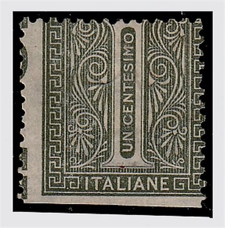 REGNO D'ITALIA - 1866, 1 c. verde oliva con dentellatura fortemente spostata...
