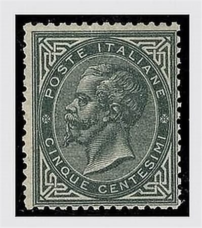 REGNO D'ITALIA - 1863, 5 c. grigio verde (T16). (G. Oliva, Cert....