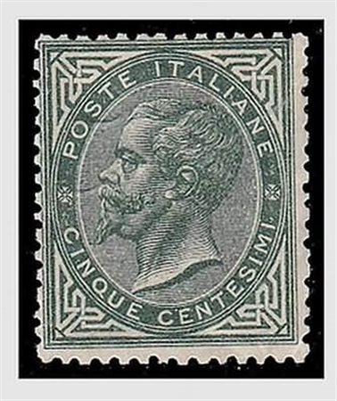 REGNO D'ITALIA - 1866, 5 c. verde grigio scuro, tiratura di Torino (T16)...