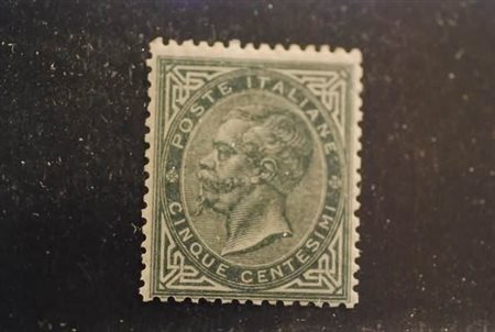 REGNO D'ITALIA - 1866, 5 c. verde grigio scuro, tiratura di Torino (T16)....