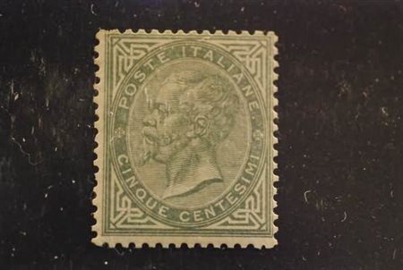 REGNO D'ITALIA - 1866, 5 c. verde grigio scuro, tiratura di Torino (T16)...