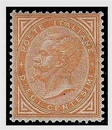 REGNO D'ITALIA - 1863, 10 c. giallo ocra, tiratura di Torino (T17) buona...