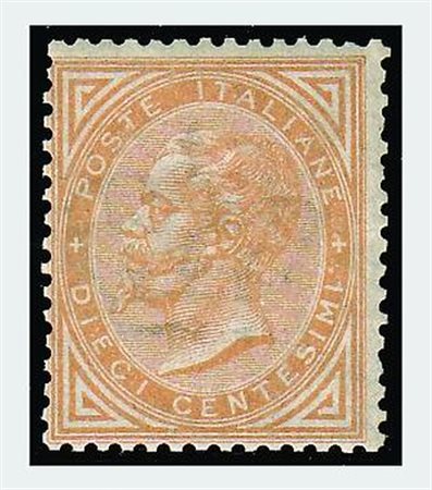 REGNO D'ITALIA - 1866, 10 c. giallo ocra (T17). (Cert. Raybaudi).(GOMMA...