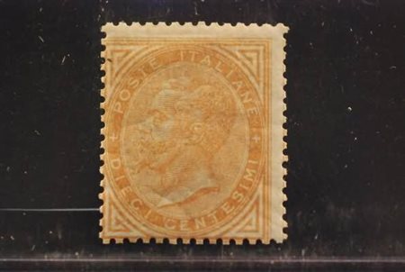 REGNO D'ITALIA - 1866, 10 c. giallo ocra (T17). (Cert. Sorani).(GOMMA ORIGINALE)