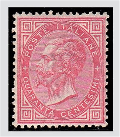 REGNO D'ITALIA - 1866, Tiratura di Torino, 40 c.rosa carminio (T20) ben...