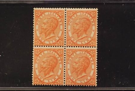 REGNO D'ITALIA - 1866, 2 lire scarlatto vivo (T22) fresca quartina.(GOMMA...