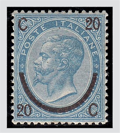 REGNO D'ITALIA - 1865, 20 c. su 15 c celeste III tipo (25) di ottima...