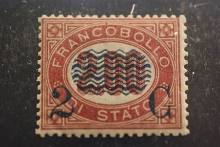 REGNO D'ITALIA - 1878, Servizio soprastampati, 2 c. su 2,00 lacca scuro (34)...