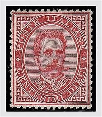 REGNO D'ITALIA - 1879, Umberto I, 10 c. carminio (38), ben centrato.(GOMMA...