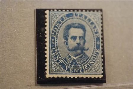 REGNO D'ITALIA - 1879, Umberto I, 25 c. azzurro (40). (Cert. Raybaudi).(GOMMA...