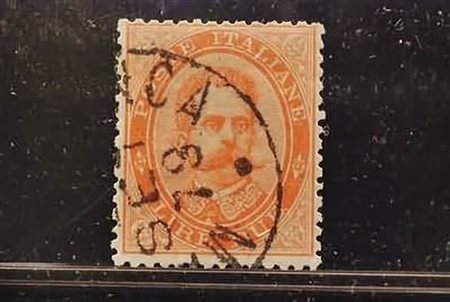 REGNO D'ITALIA - 1879, Umberto I, 2 lire vermiglio (43) annullo non...