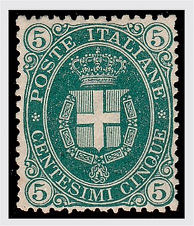 REGNO D'ITALIA - 1889, Umberto I, 5 c. verde scuro (44) ben centrato. (E....