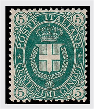REGNO D'ITALIA - 1889, Umberto I, 5 c. verde scuro (44). (Cert. R....