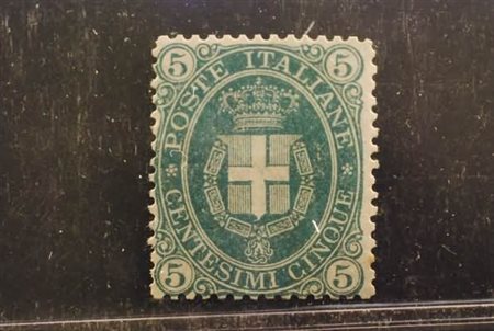 REGNO D'ITALIA - 1889, Umberto I, Stemma 5 c. verde scuro (44)....